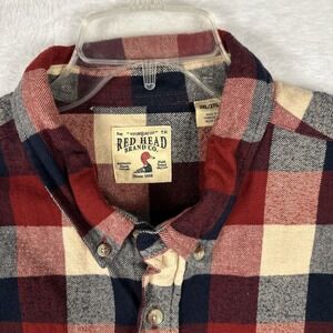 Redhead Brand Clothing Men's Flannel Shirt 2XL Red Blue Plaid Outdoor Fishing